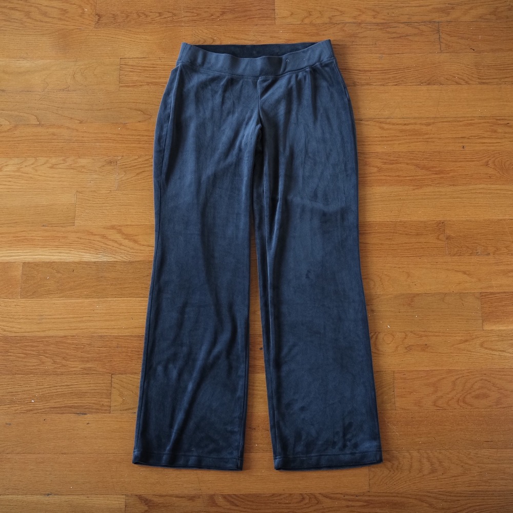 Juicy‎ Couture Track Pants Women Navy Velour Rhinestone Y2K Small Wide Leg S